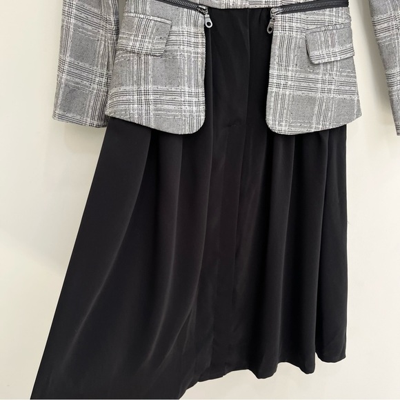 Story. Modesto long sleeve plaid tweed blazer midi dress vintage Inspired style - Picture 4 of 10